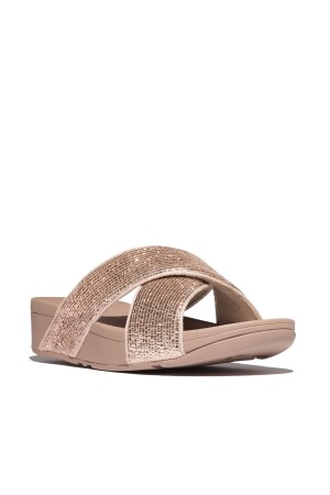 FitFlop Lulu Crinkled-Shimmer Cross Slides 