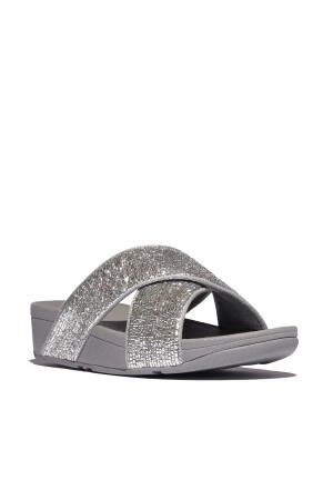 FitFlop Lulu Crinkled-Shimmer Cross Slides 