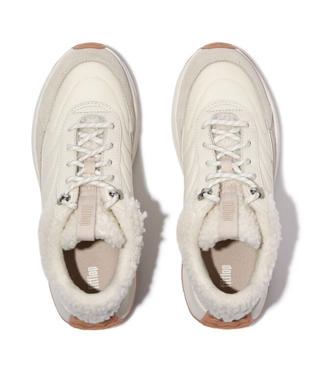 FitFlop f-mode flow shearling-mix sneakers cream mix Direct leverbaar uit de webshop van www.meijerink-schoenen.nl/