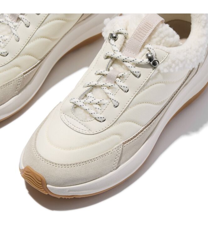 FitFlop f-mode flow shearling-mix sneakers cream mix Direct leverbaar uit de webshop van www.meijerink-schoenen.nl/