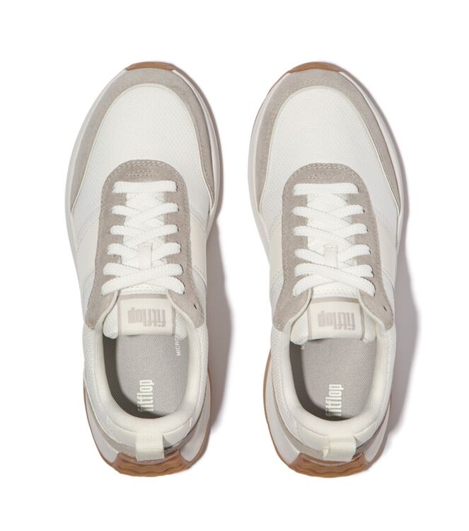 FitFlop f-mode flow suede-mix flatform sneakers urban white/ Direct leverbaar uit de webshop van www.meijerink-schoenen.nl/