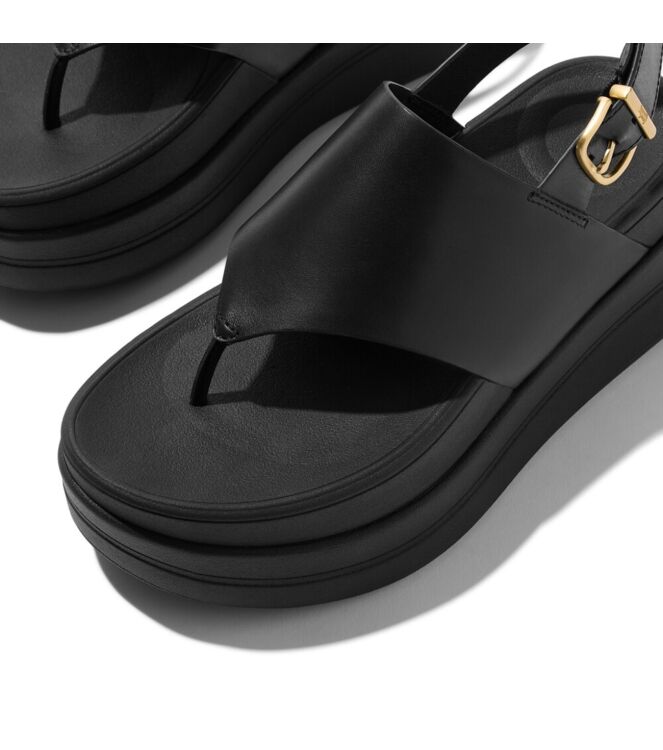 FitFlop f-mode stack leather back-strap toe-post sandals black Direct leverbaar uit de webshop van www.meijerink-schoenen.nl/