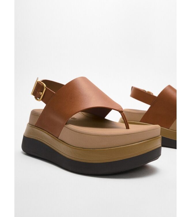 FitFlop f-mode stack leather back-strap toe-post sandals deep tan Direct leverbaar uit de webshop van www.meijerink-schoenen.nl/