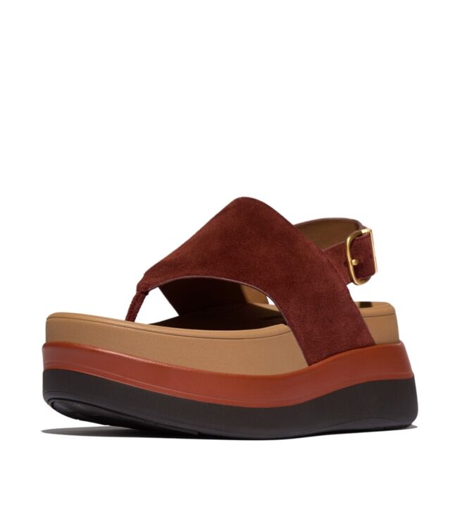 FitFlop f-mode stack suede back-strap toe-post sandals chocolat Direct leverbaar uit de webshop van www.meijerink-schoenen.nl/