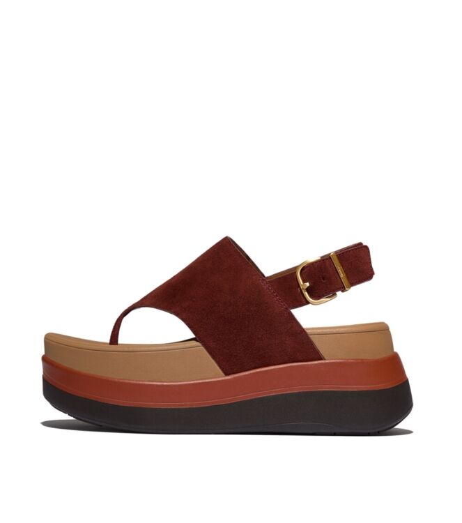 FitFlop f-mode stack suede back-strap toe-post sandals chocolat Direct leverbaar uit de webshop van www.meijerink-schoenen.nl/