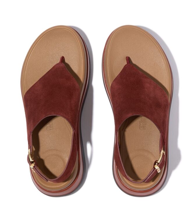 FitFlop f-mode stack suede back-strap toe-post sandals chocolat Direct leverbaar uit de webshop van www.meijerink-schoenen.nl/