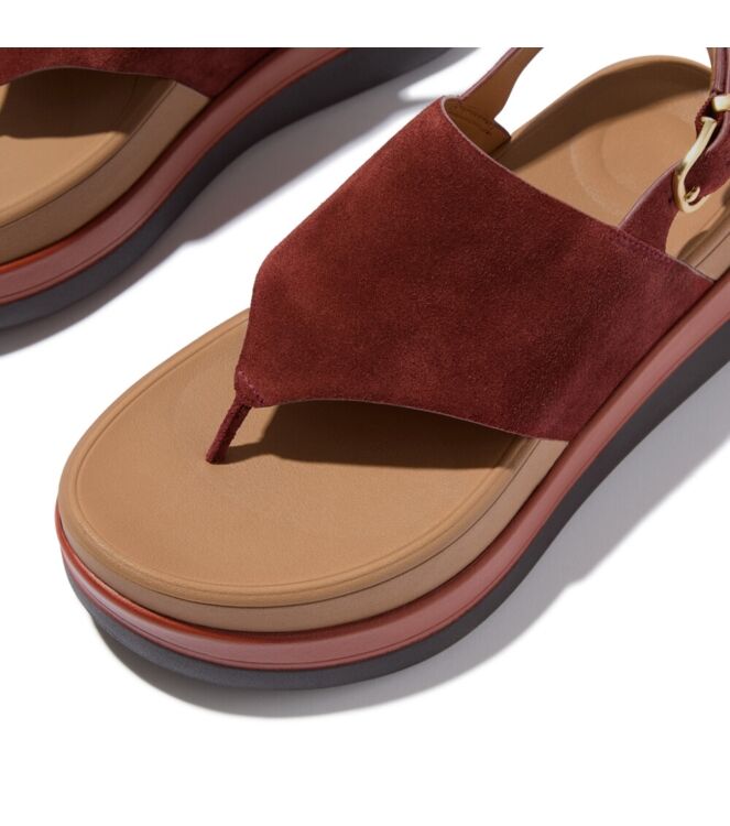 FitFlop f-mode stack suede back-strap toe-post sandals chocolat Direct leverbaar uit de webshop van www.meijerink-schoenen.nl/