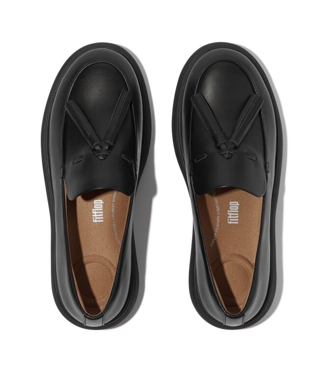 FitFlop iq-comff tassel leather loafers all black Direct leverbaar uit de webshop van www.meijerink-schoenen.nl/