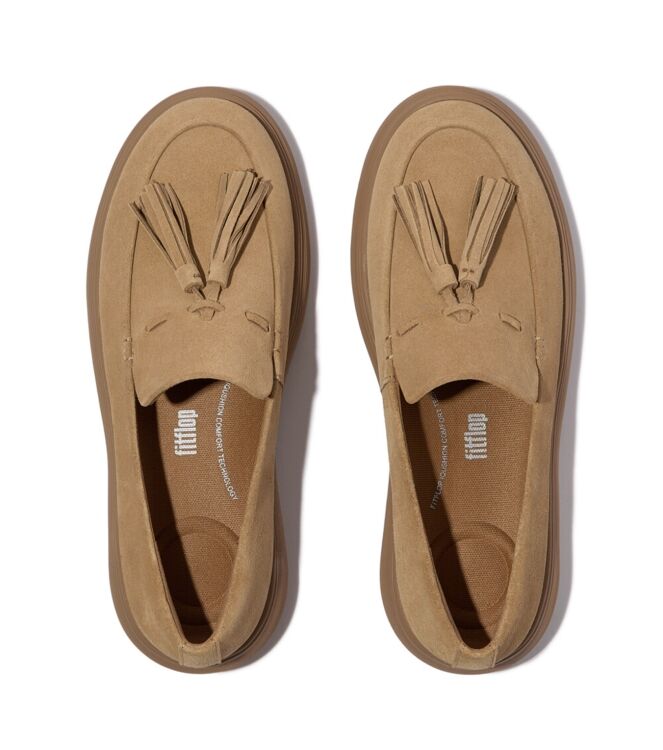 FitFlop iq-comff tassel suede loafers camel Direct leverbaar uit de webshop van www.meijerink-schoenen.nl/