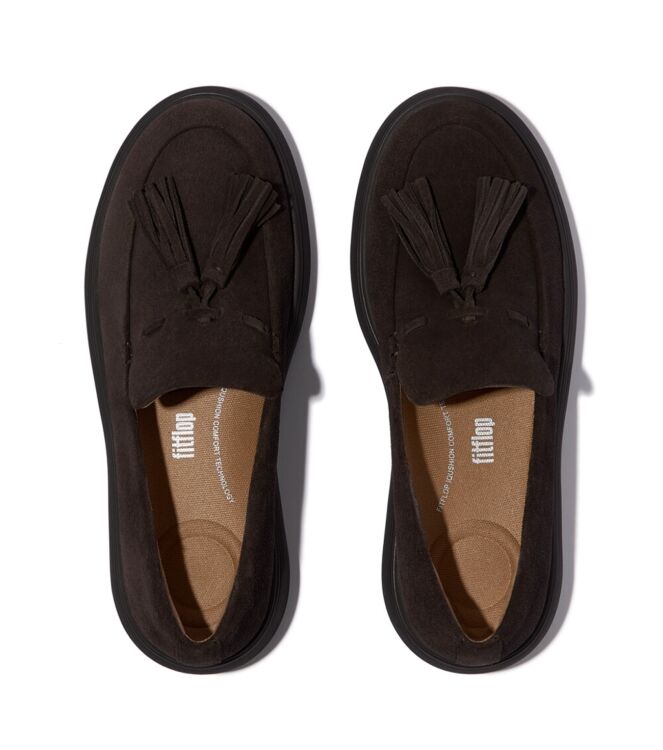 FitFlop iq-comff tassel suede loafers chocolate brown Direct leverbaar uit de webshop van www.meijerink-schoenen.nl/