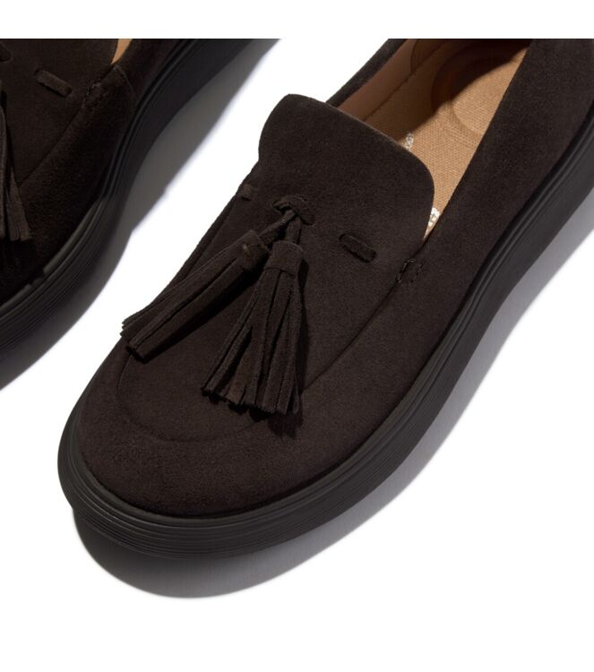FitFlop iq-comff tassel suede loafers chocolate brown Direct leverbaar uit de webshop van www.meijerink-schoenen.nl/