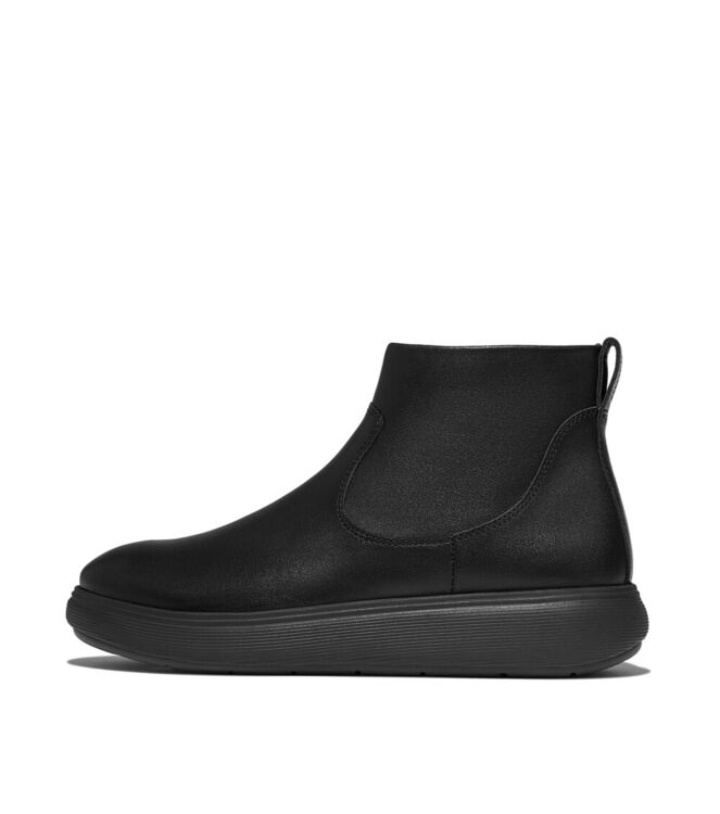 FitFlop iq-comff leather zip ankle boots all black Direct leverbaar uit de webshop van www.meijerink-schoenen.nl/