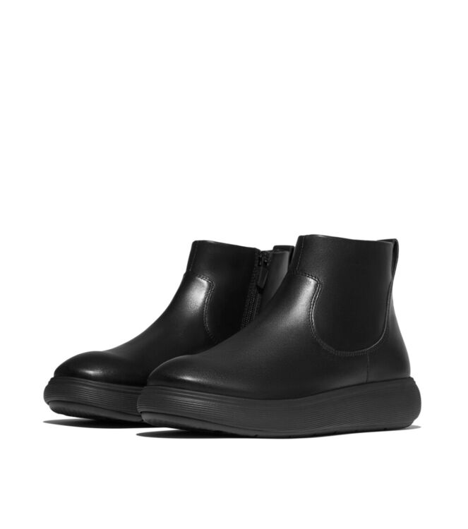 FitFlop iq-comff leather zip ankle boots all black Direct leverbaar uit de webshop van www.meijerink-schoenen.nl/