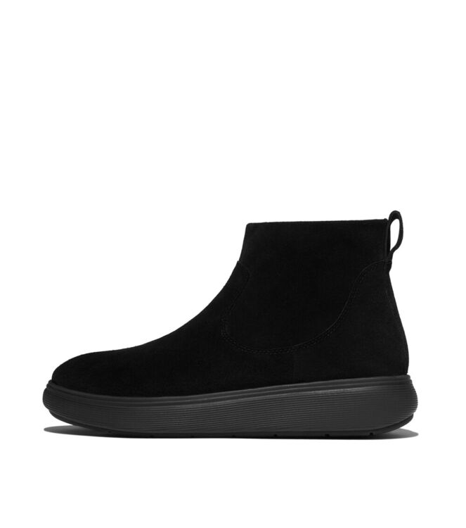 FitFlop iq-comff suede zip ankle boots all black Direct leverbaar uit de webshop van www.meijerink-schoenen.nl/