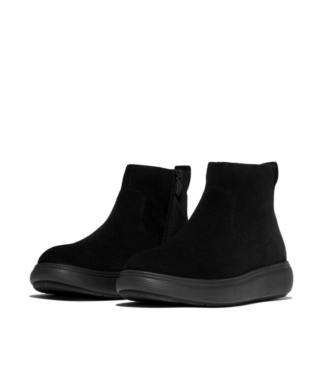 FitFlop iq-comff suede zip ankle boots all black Direct leverbaar uit de webshop van www.meijerink-schoenen.nl/