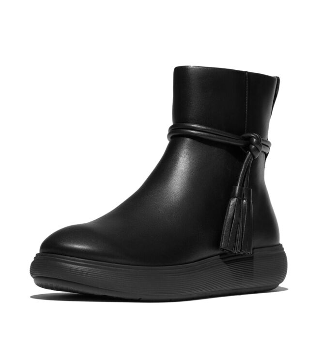 FitFlop iq-comff tassel leather short boots all black Direct leverbaar uit de webshop van www.meijerink-schoenen.nl/