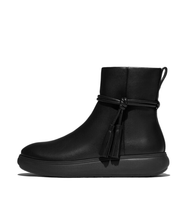 FitFlop iq-comff tassel leather short boots all black Direct leverbaar uit de webshop van www.meijerink-schoenen.nl/