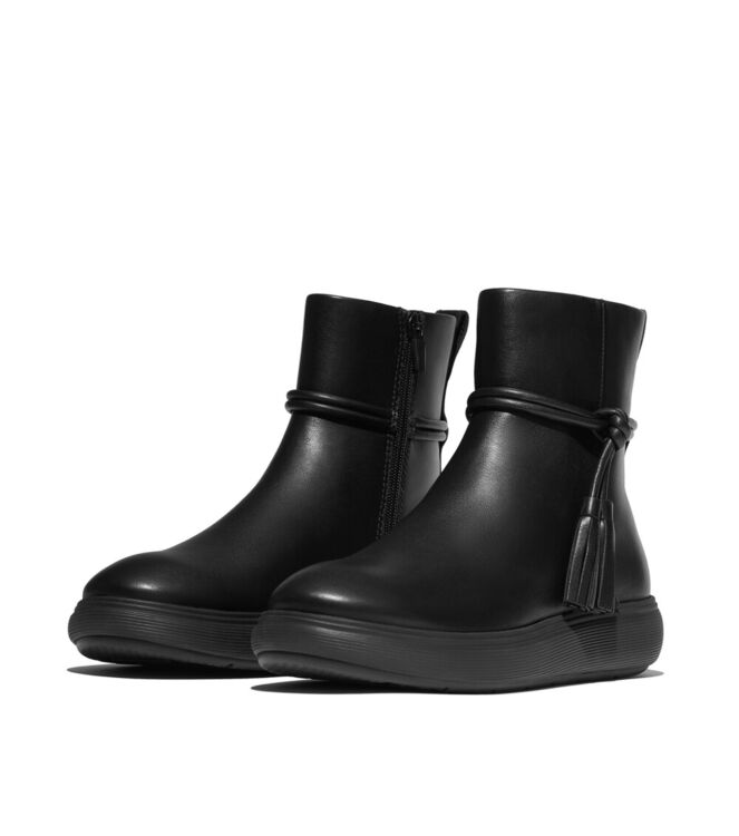 FitFlop iq-comff tassel leather short boots all black Direct leverbaar uit de webshop van www.meijerink-schoenen.nl/