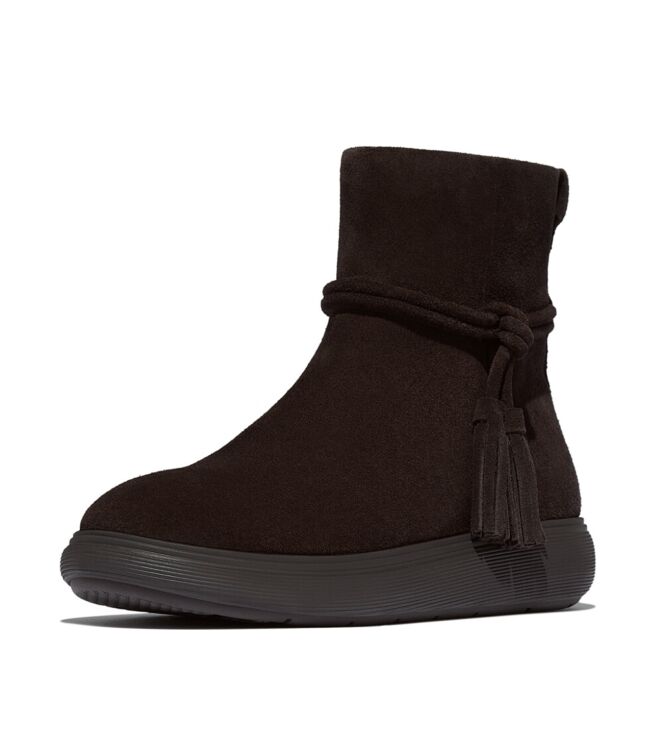 FitFlop iq-comff tassel suede short boots chocolate brown Direct leverbaar uit de webshop van www.meijerink-schoenen.nl/