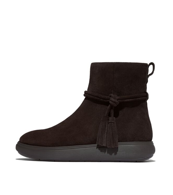 FitFlop iq-comff tassel suede short boots chocolate brown Direct leverbaar uit de webshop van www.meijerink-schoenen.nl/