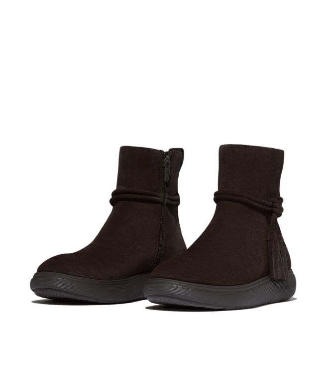 FitFlop iq-comff tassel suede short boots chocolate brown Direct leverbaar uit de webshop van www.meijerink-schoenen.nl/