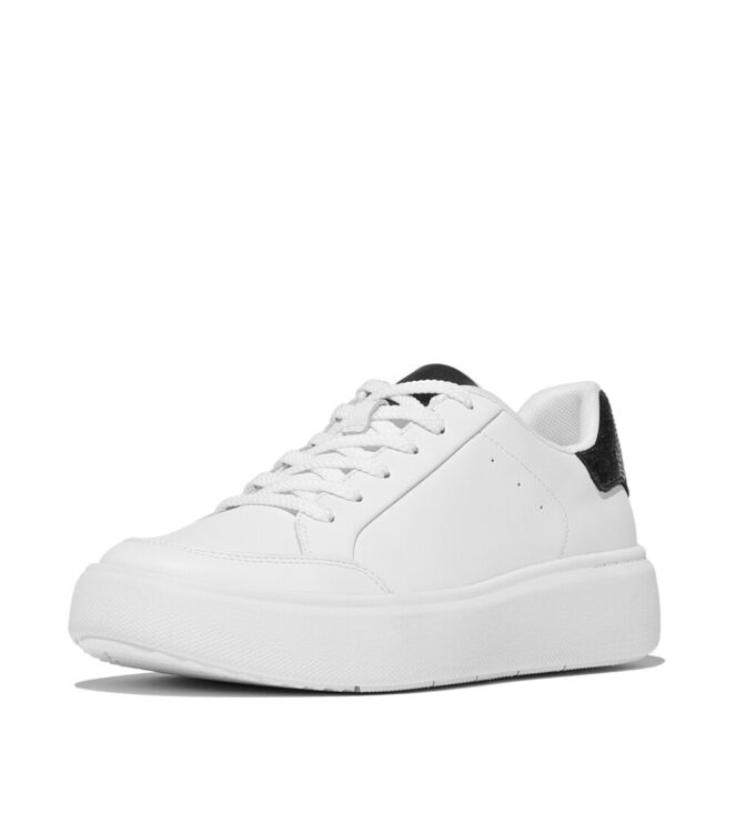 FitFlop rtg sequin-backtab leather sneakers urban white/black Direct leverbaar uit de webshop van www.meijerink-schoenen.nl/