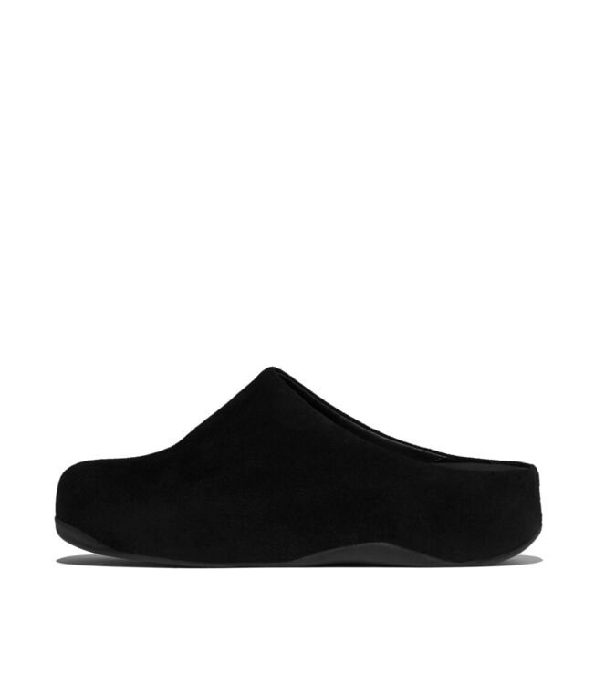 FitFlop shuv suede clogs all black Direct leverbaar uit de webshop van www.meijerink-schoenen.nl/