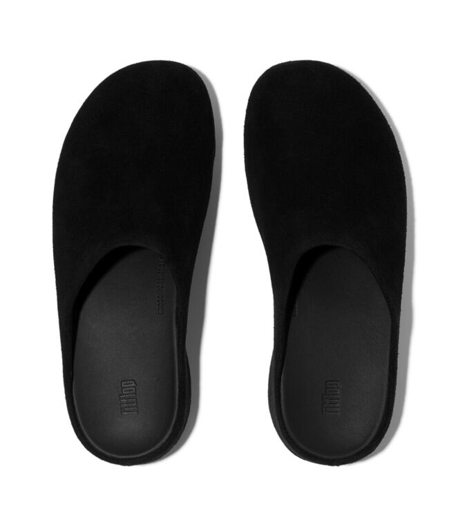 FitFlop shuv suede clogs all black Direct leverbaar uit de webshop van www.meijerink-schoenen.nl/