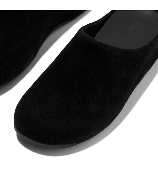 FitFlop shuv suede clogs all black Direct leverbaar uit de webshop van www.meijerink-schoenen.nl/