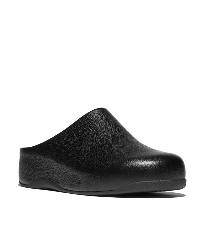 FitFlop shuv tumbled-leather clogs all black Direct leverbaar uit de webshop van www.meijerink-schoenen.nl/