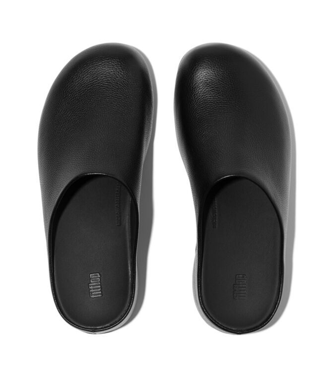FitFlop shuv tumbled-leather clogs all black Direct leverbaar uit de webshop van www.meijerink-schoenen.nl/