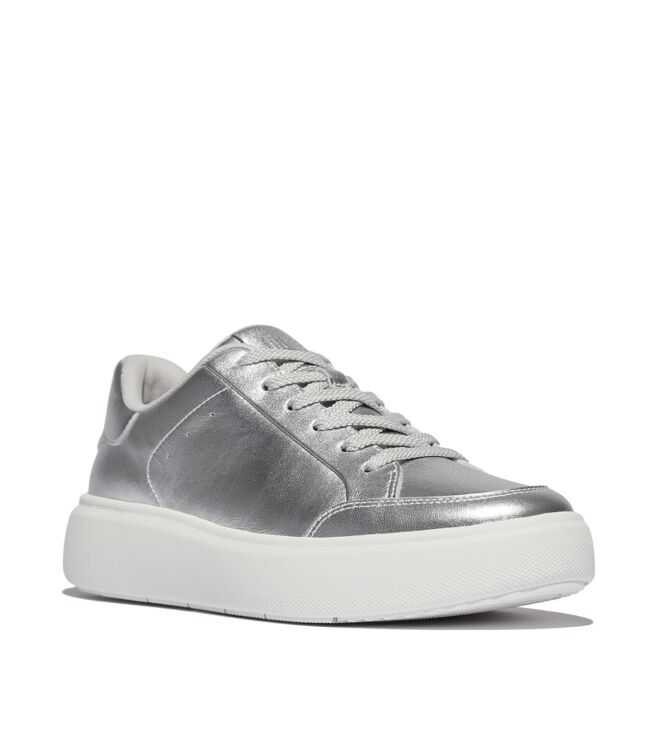 FitFlop rtg metallic-leather sneakers silver Direct leverbaar uit de webshop van www.meijerink-schoenen.nl/