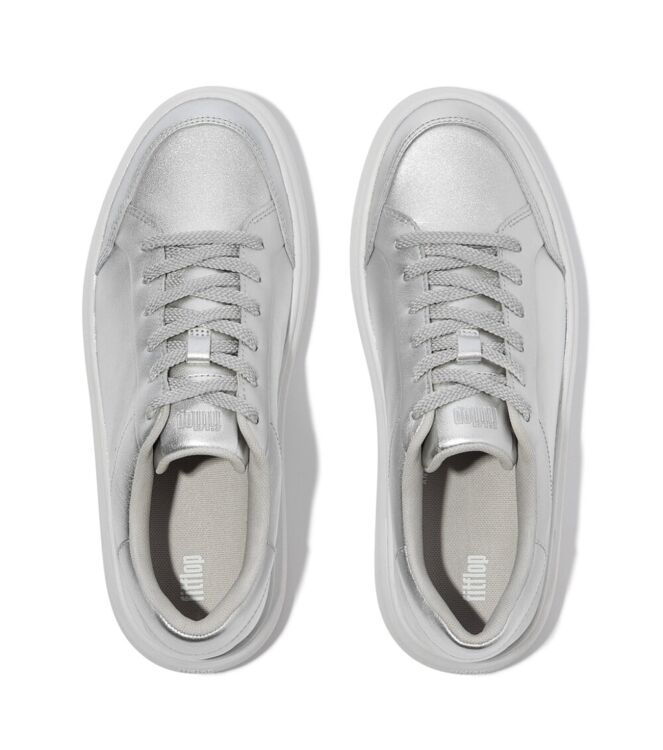FitFlop rtg metallic-leather sneakers silver Direct leverbaar uit de webshop van www.meijerink-schoenen.nl/