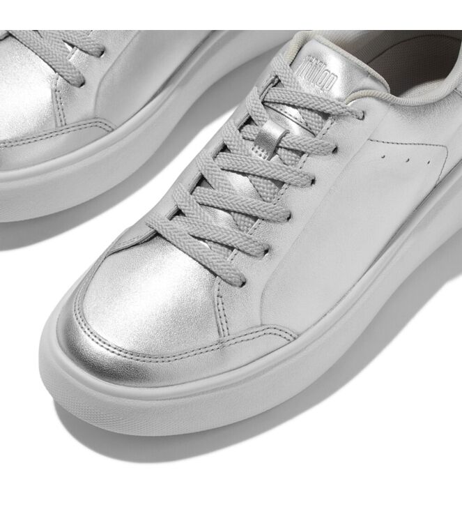 FitFlop rtg metallic-leather sneakers silver Direct leverbaar uit de webshop van www.meijerink-schoenen.nl/