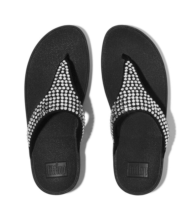 FitFlop lulu maxi-crystal toe-post sandals black Direct leverbaar uit de webshop van www.meijerink-schoenen.nl/