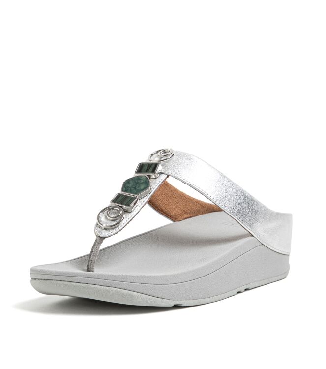 FitFlop fino stone trim toe-post sandals silver Direct leverbaar uit de webshop van www.meijerink-schoenen.nl/