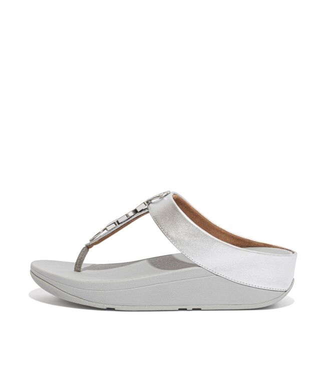 FitFlop fino stone trim toe-post sandals silver Direct leverbaar uit de webshop van www.meijerink-schoenen.nl/