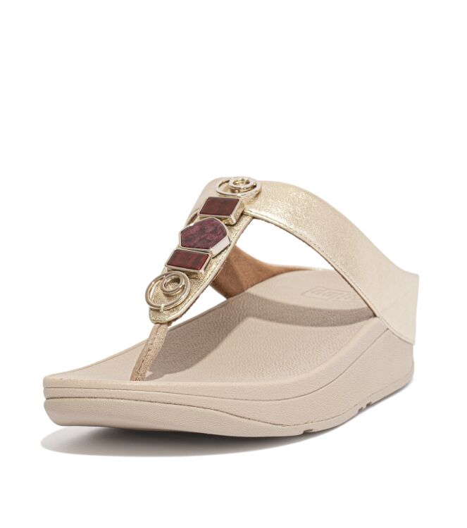 FitFlop fino stone trim toe-post sandals platino Direct leverbaar uit de webshop van www.meijerink-schoenen.nl/