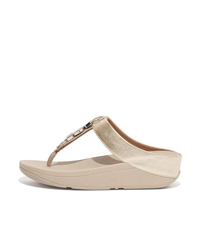 FitFlop fino stone trim toe-post sandals platino Direct leverbaar uit de webshop van www.meijerink-schoenen.nl/