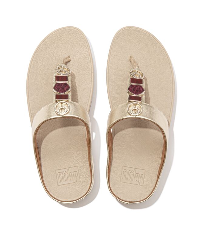 FitFlop fino stone trim toe-post sandals platino Direct leverbaar uit de webshop van www.meijerink-schoenen.nl/