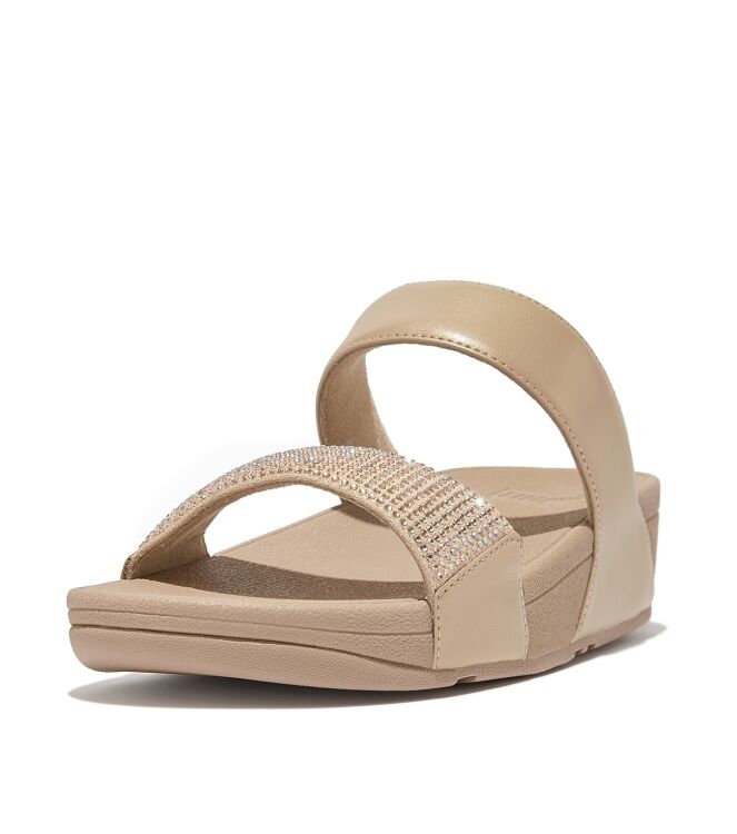 FitFlop lulu slide - hotfix latte beige Direct leverbaar uit de webshop van www.meijerink-schoenen.nl/