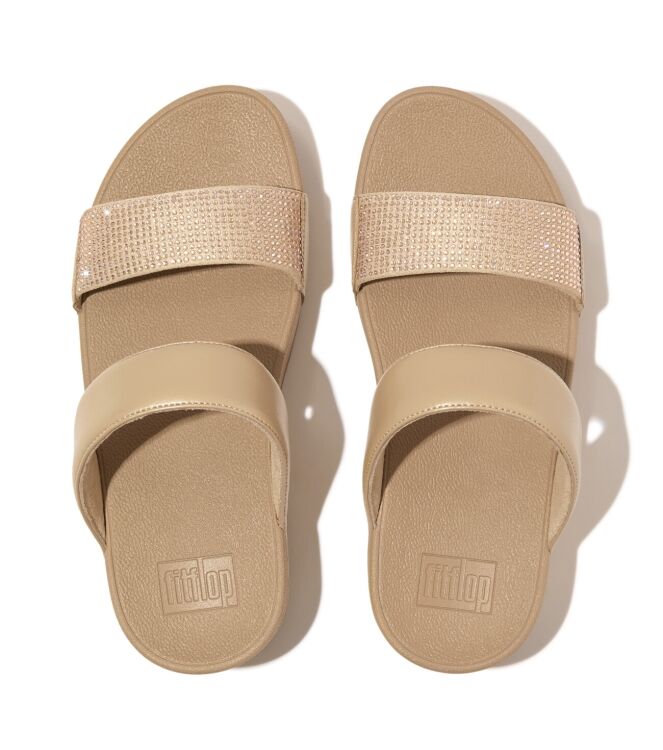 FitFlop lulu slide - hotfix latte beige Direct leverbaar uit de webshop van www.meijerink-schoenen.nl/