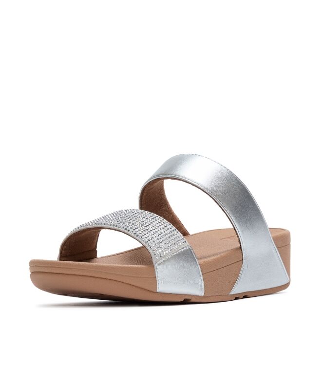FitFlop lulu slide - hotfix steeled silver Direct leverbaar uit de webshop van www.meijerink-schoenen.nl/