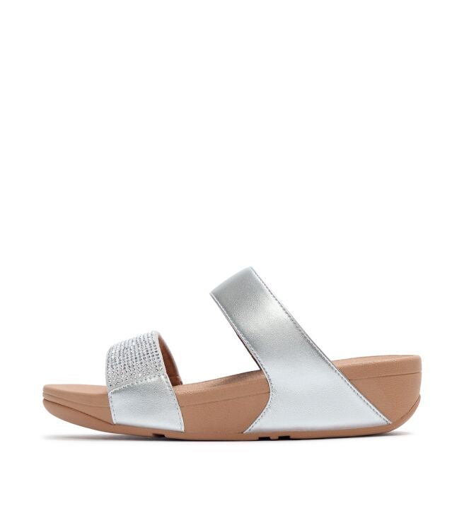 FitFlop lulu slide - hotfix steeled silver Direct leverbaar uit de webshop van www.meijerink-schoenen.nl/