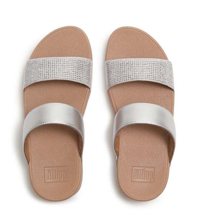 FitFlop lulu slide - hotfix steeled silver Direct leverbaar uit de webshop van www.meijerink-schoenen.nl/