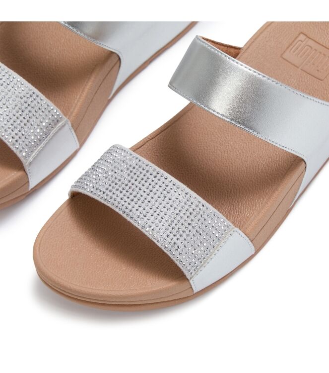 FitFlop lulu slide - hotfix steeled silver Direct leverbaar uit de webshop van www.meijerink-schoenen.nl/
