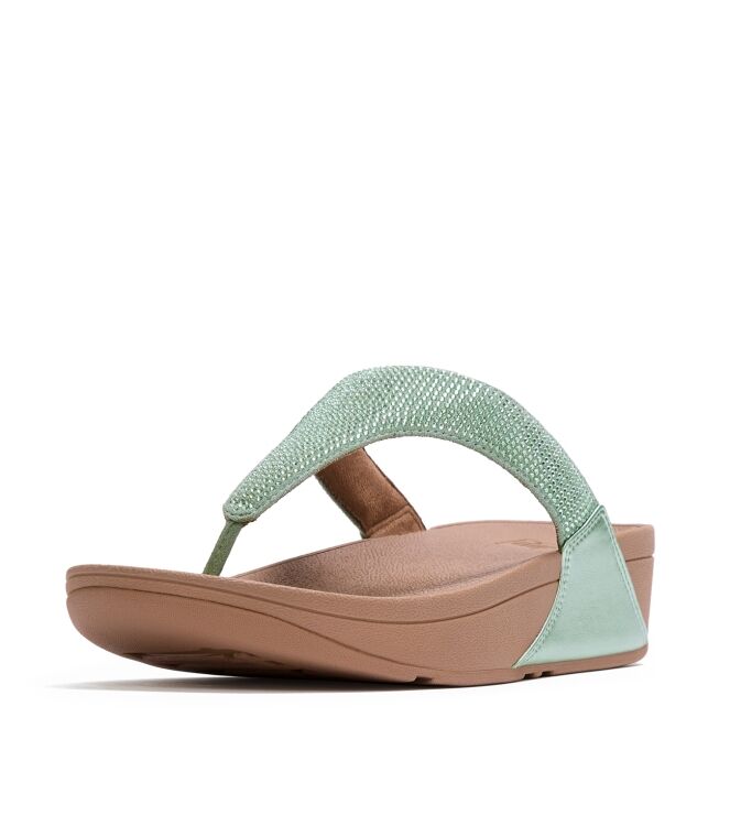 FitFlop lulu toepost - hotfix metallic frosted sage Direct leverbaar uit de webshop van www.meijerink-schoenen.nl/