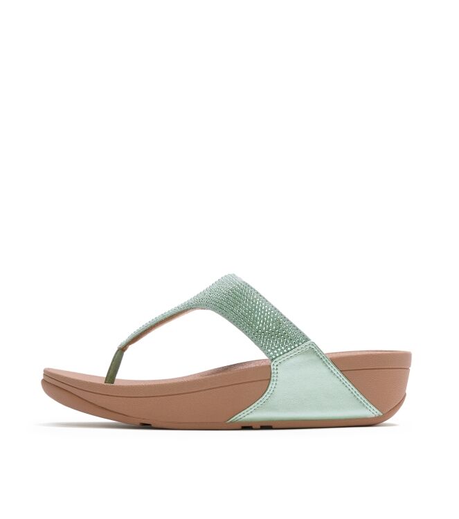 FitFlop lulu toepost - hotfix metallic frosted sage Direct leverbaar uit de webshop van www.meijerink-schoenen.nl/