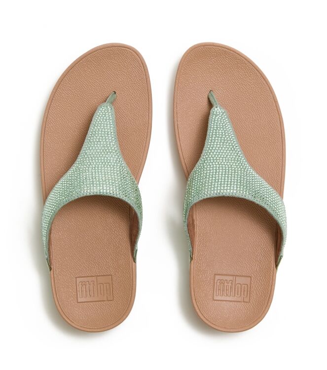 FitFlop lulu toepost - hotfix metallic frosted sage Direct leverbaar uit de webshop van www.meijerink-schoenen.nl/