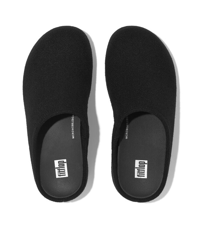 FitFlop shuv - felt all black Direct leverbaar uit de webshop van www.meijerink-schoenen.nl/